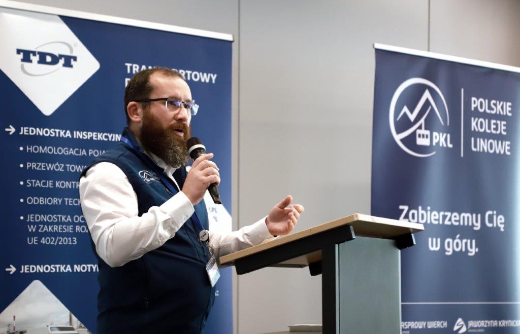 Grzegorz Mądry, PKL, na konferencji Bezpieczeństwo urządzeń transportu linowego 2023