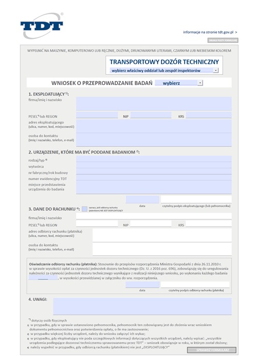 Wniosek o przeprowadzenie badań