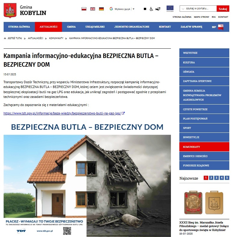 Urząd Miejski w Kobylinie, Urząd Miejski w Kobylinie, kampania informacyjno-edukacyjna BEZPIECZNA BUTLA - BEPZPIECZNY DOM
