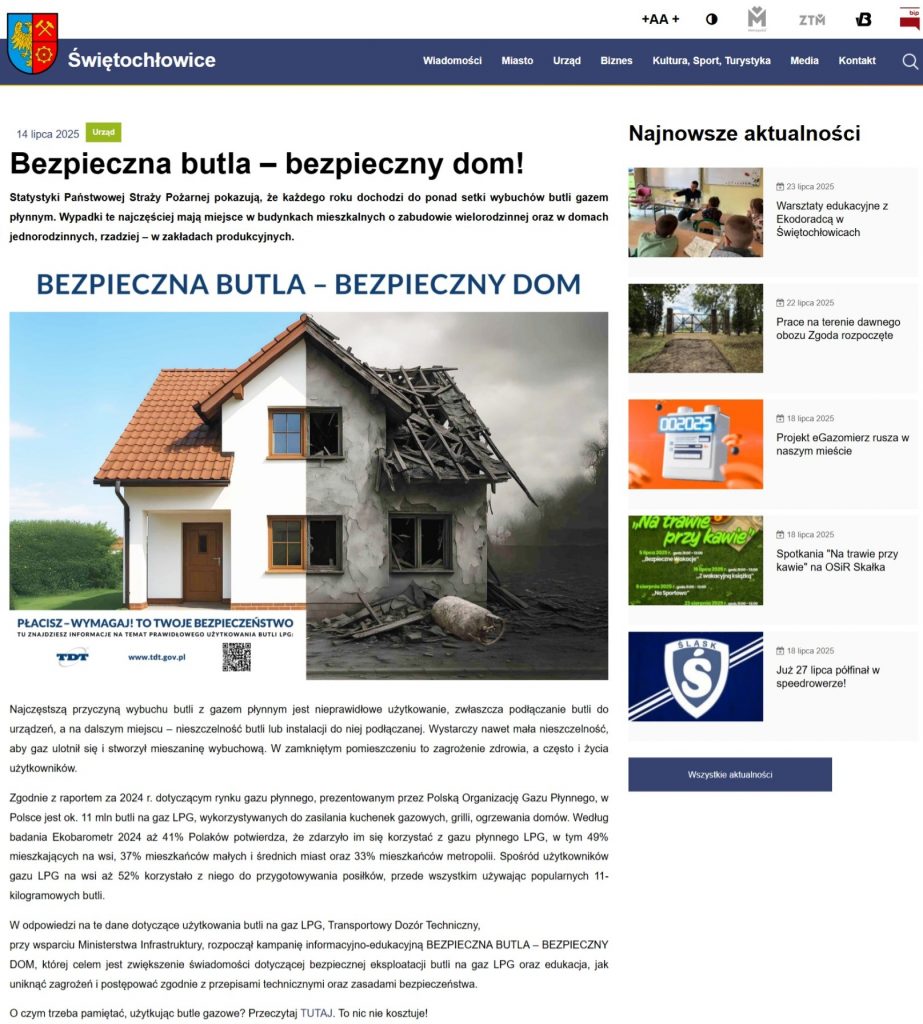 Urząd Miejski w Świętochłowicach, kampania informacyjno-edukacyjna BEZPIECZNA BUTLA - BEZPIECZNY DOM Urząd Miejski w Świętochłowicach, kampania informacyjno-edukacyjna BEZPIECZNA BUTLA - BEZPIECZNY DOM